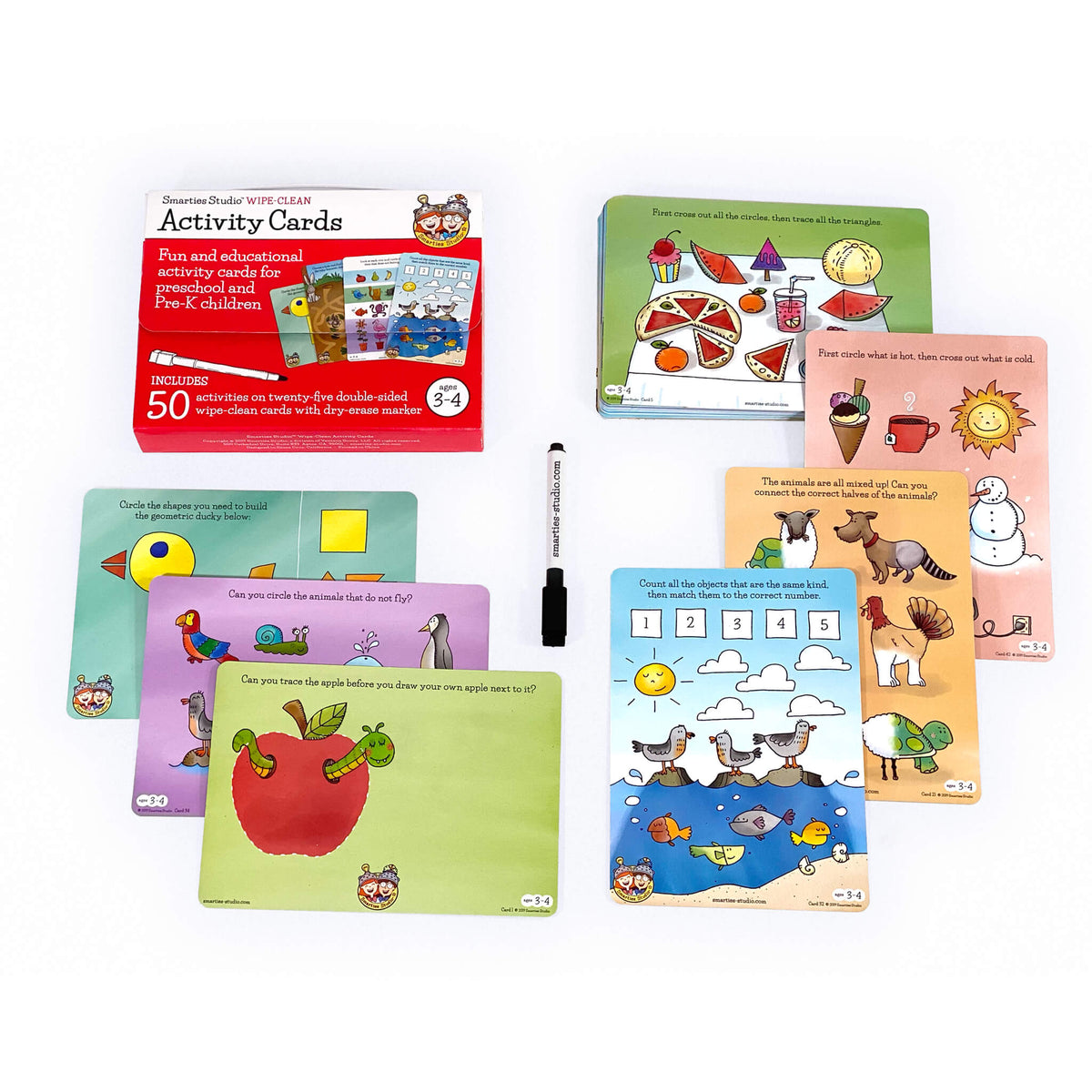 Smarties Studio Wipe-Clean Activity Cards for Ages 3-4